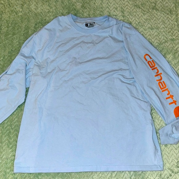 Mens Carhartt Long-Sleeve Powder Blue Shirt - Picture 2 of 5